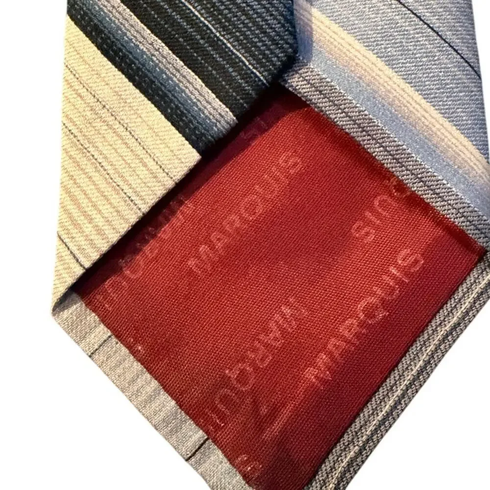 Stallone’s of Nassau Blue Gray Striped Silk Tie Classic‎ Mens Necktie